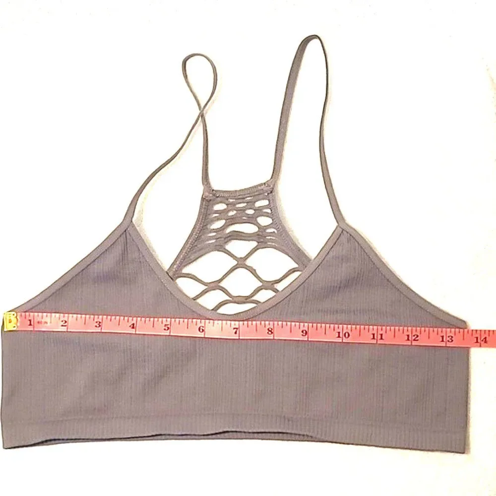 Free People Crop Cami Yoga Bralette Cut Out Athletic Tank Top Spaghetti Straps